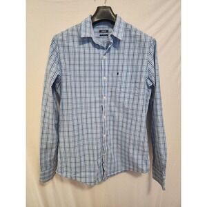 Izod Men's Blue Plaid Button Down Size Medium